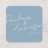 Elegante Minimalistisch neutrale Blue Boho Chic Mo Quadratische Visitenkarte (Vorderseite)