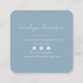Elegante Minimalistisch neutrale Blue Boho Chic Mo Quadratische Visitenkarte (Rückseite)