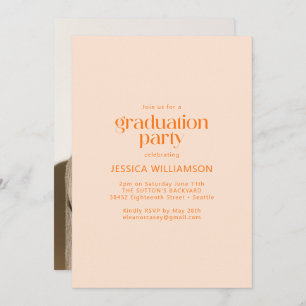 Elegante Minimalistisch Peach Foto Graduation Part Einladung