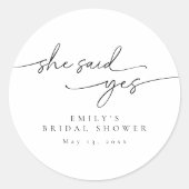 Elegante, minimalistisch personalisierte Bridal-Du Runder Aufkleber (Vorderseite)