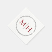 Elegante Minimalistisch Red Monogram Wedding Serviette (Ecke)
