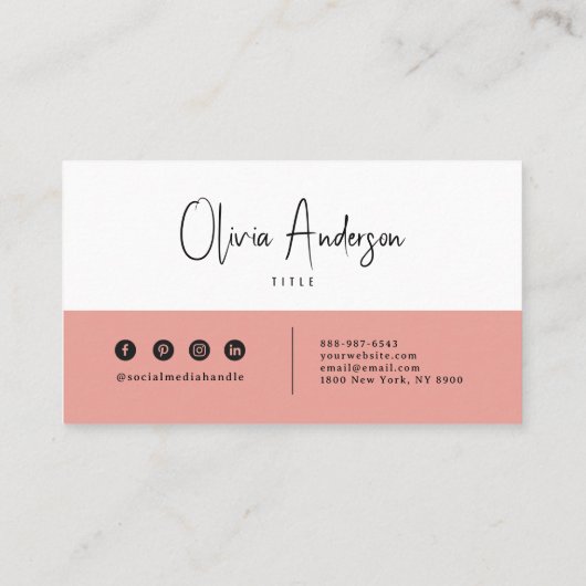 Elegante Minimalistisch rosa neutrale Boho Chic Mo Visitenkarte (Rückseite)