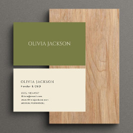 Elegante Minimalistisch Sage Green & Beige Typogra Visitenkarte