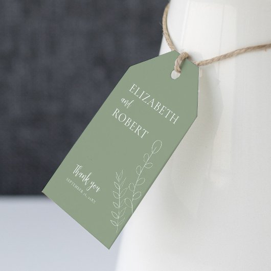 Elegante Minimalistisch Sage Green Gastgeschenk Ho Geschenkanhänger