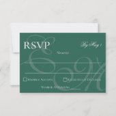 Elegante Minimalistisch Sage Green Monogram Weddin RSVP Karte (Vorderseite)