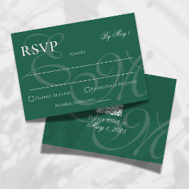 Elegante Minimalistisch Sage Green Monogram Weddin RSVP Karte