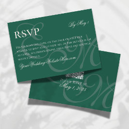 Elegante Minimalistisch Sage Green Monogram Weddin RSVP Karte