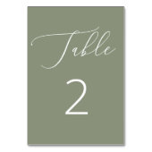 Elegante Minimalistisch Sage Green Rustic Wedding Tischnummer (Vorderseite)
