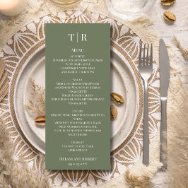 Elegante Minimalistisch Sage Green Wedding Menükarte