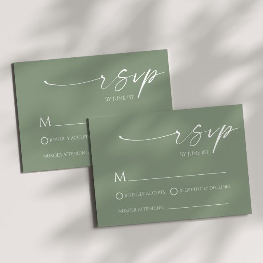 Elegante Minimalistisch Sage Green Wedding RSVP Ca Karte