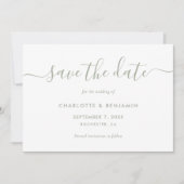 Elegante Minimalistisch Sage Green Wedding Save The Date (Vorderseite)
