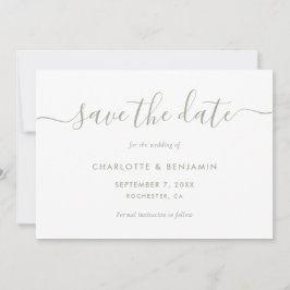 Elegante Minimalistisch Sage Green Wedding Save The Date