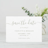 Elegante Minimalistisch Sage Green Wedding Save The Date (Stehend Vorderseite)