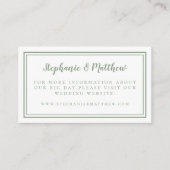 Elegante Minimalistisch Sage Green Wedding Website Begleitkarte (Vorderseite)