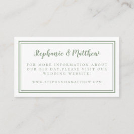 Elegante Minimalistisch Sage Green Wedding Website Begleitkarte