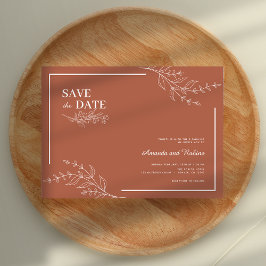 Elegante Minimalistisch Save the Date Teracota Wed Einladung