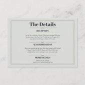 Elegante Minimalistisch-schicke Hochzeitsdetails Begleitkarte (Vorderseite)