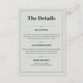 Elegante Minimalistisch-schicke Hochzeitsdetails Begleitkarte (Vorderseite)