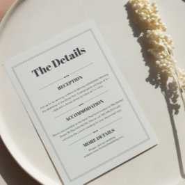 Elegante Minimalistisch-schicke Hochzeitsdetails Begleitkarte
