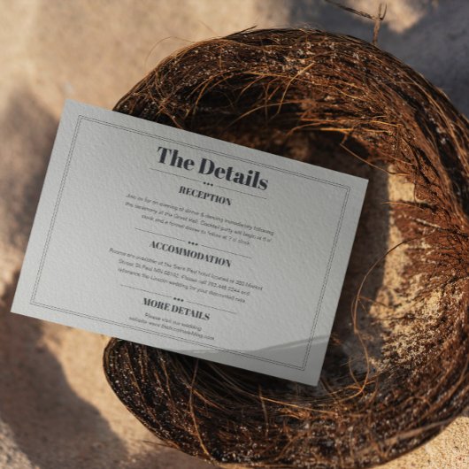 Elegante Minimalistisch-schicke Hochzeitsdetails Begleitkarte