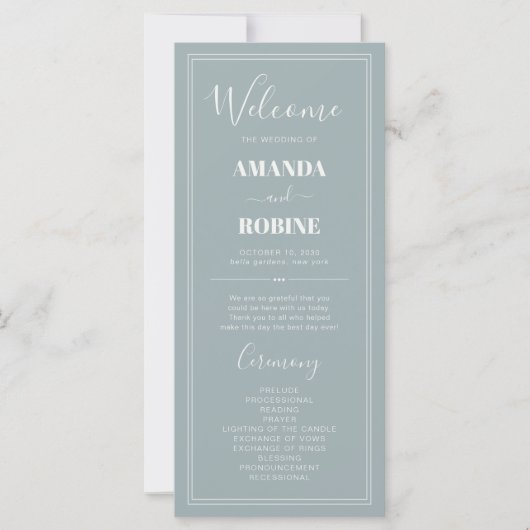 Elegante Minimalistisch-schicke Hochzeitsprogramme (Vorderseite)