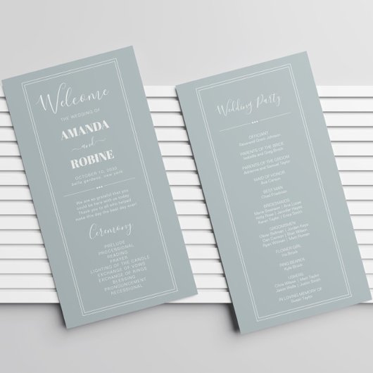 Elegante Minimalistisch-schicke Hochzeitsprogramme