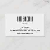 Elegante Minimalistisch Schwarz-Weiß-Moderne Visitenkarte (Rückseite)