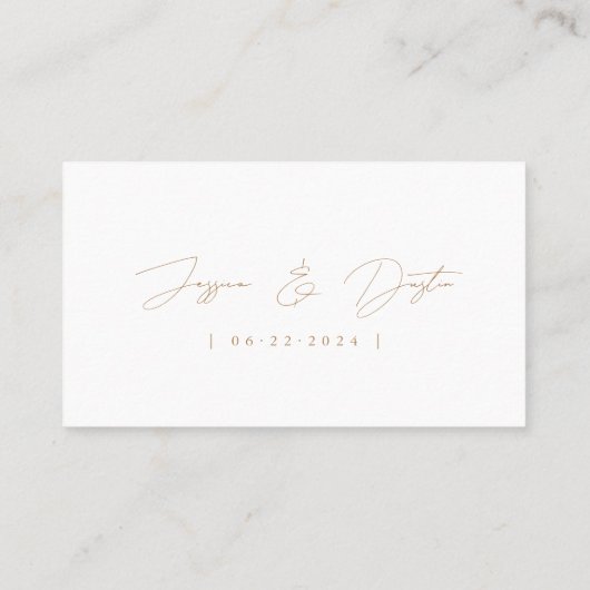 Elegante Minimalistisch-Script-Goldhochzeit Platzkarte (Rückseite)