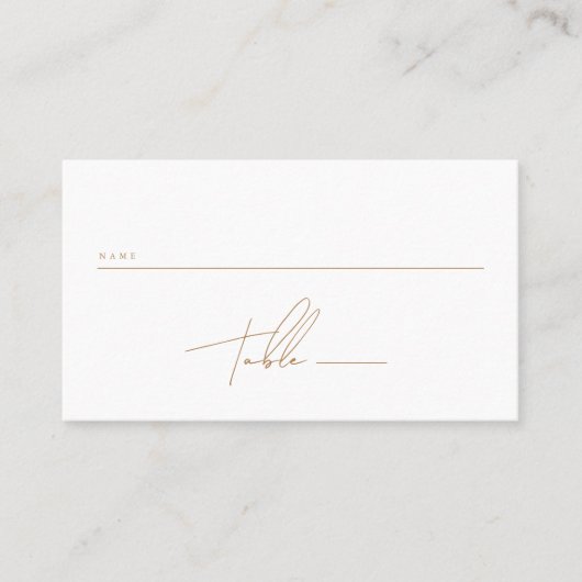 Elegante Minimalistisch-Script-Goldhochzeit Platzkarte (Vorderseite)