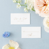 Elegante Minimalistisch-Script-Goldhochzeit Platzkarte