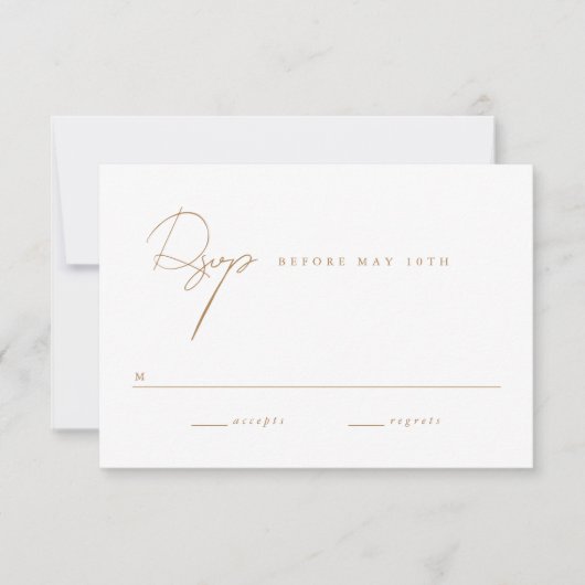 Elegante Minimalistisch-Script-Goldhochzeit RSVP Karte (Vorderseite)