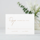 Elegante Minimalistisch-Script-Goldhochzeit RSVP Karte (Stehend Vorderseite)