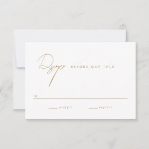 Elegante Minimalistisch-Script-Goldhochzeit RSVP Karte