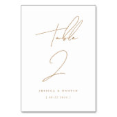Elegante Minimalistisch-Script-Goldhochzeit Tischnummer (Rückseite)