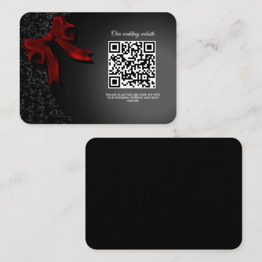 Elegante Minimalistisch Simple Red Bow Wedding Begleitkarte (Vorne/Hinten)