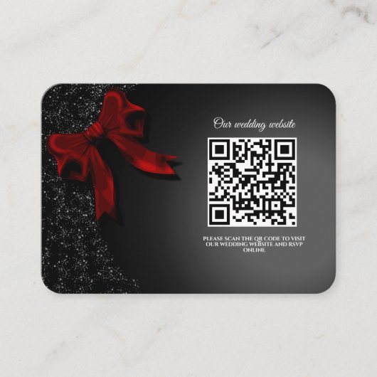 Elegante Minimalistisch Simple Red Bow Wedding Begleitkarte (Vorderseite)