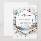 Elegante Minimalistisch Waves Lighthouse Hochzeit Save The Date (Vorne/Hinten)