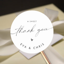 Elegante Minimalistisch Wedding a Sweet Danke Runder Aufkleber