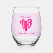 Elegante Minimalistisch Wir Liebe Sie Mama Individ Weinglas Ohne Stiel (Vorderseite)