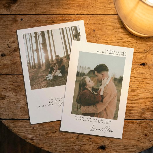 Elegante Minimalistische 2-Foto-Hochzeit Einladung