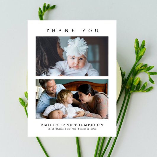 Elegante Minimalistische 2-Foto-Kinderdusche Postkarte