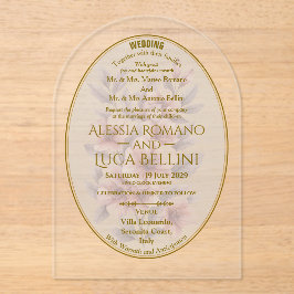 Elegante minimalistische Acryl-Hochzeitsblumen Acryleinladungen