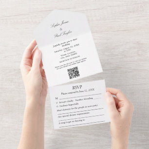 Elegante minimalistische Alles-in-einem-Hochzeitse All In One Einladung