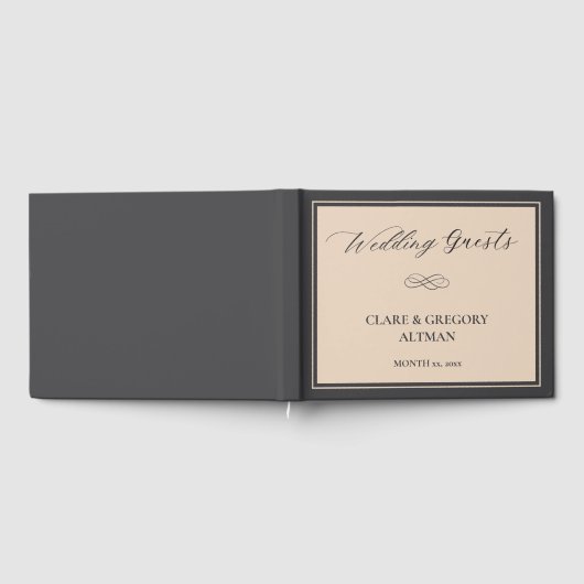 Elegante Minimalistische Almond Gray Wedding Gästebuch (Voll)