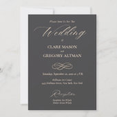 Elegante Minimalistische Almond Gray Wedding mit U Einladung (Vorderseite)