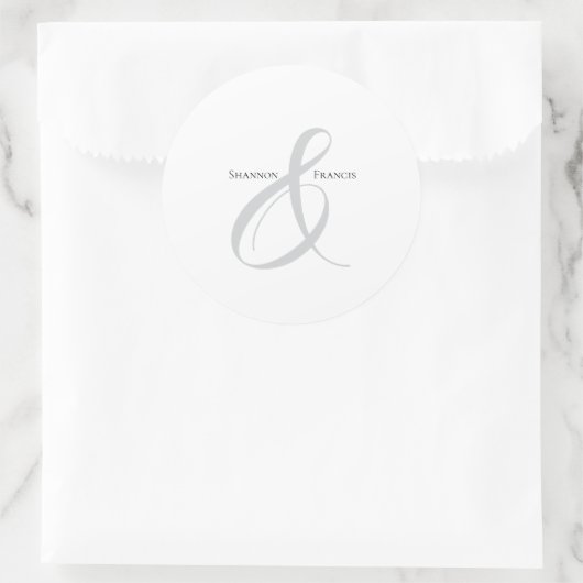 Elegante Minimalistische Ampersand Rundkleber Runder Aufkleber (Tasche)