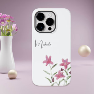 Elegante Minimalistische Aquarellfarben Rosa Wildb Case-Mate iPhone 14 Pro Hülle