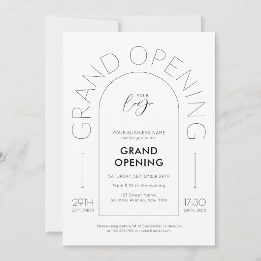 Elegante Minimalistische Arch New Business Einladung (Vorderseite)