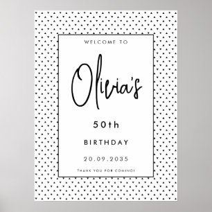 Elegante Minimalistische B&W 50. Geburtstagsparty  Poster