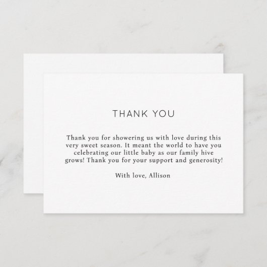 Elegante Minimalistische Babydusche Danke Karte (Vorne/Hinten)